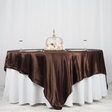 Create a Luxurious Table Setting with the Chocolate Seamless Satin Square Table Overlay