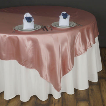 Dusty Rose Seamless Satin Square Table Overlay 90"x90"