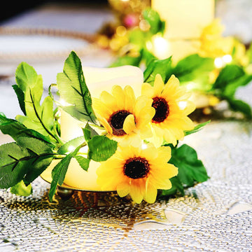 Add Warm Ambiance to Any Space with Warm White LED Artificial Sunflower Garland