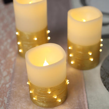 Elegant Gold Flameless LED Candles for a Magical Ambiance