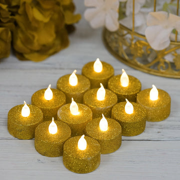 Transform Your Space with Gold Glitter Flameless LED Candles