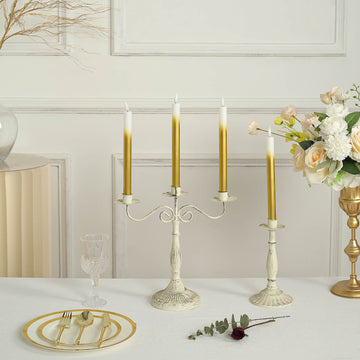 Elevate Your Event Decor with Ombre Gold LED Taper Candles
