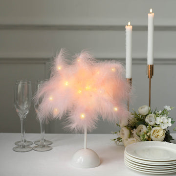 Elegant Blush LED Feather Table Lamp: Add a Touch of Magic to Any Setting