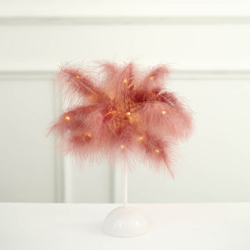 Add a Touch of Elegance to Your Space with the LED Cinnamon Rose Feather Table Lamp