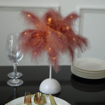 Enhance Your Event Decor with the LED Cinnamon Rose Feather Wedding Centerpiece