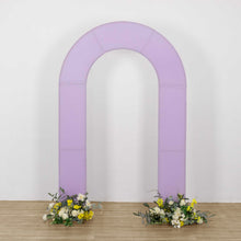 Lavender Lilac Spandex Fitted Open Arch Backdrop Cover, Double-Sided U-Shaped Wedding Arch Slipcover
