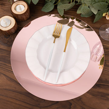 Elevate Your Table Setting with Rose Gold Mirror Acrylic Charger Plates