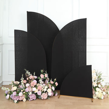 Elevate Your Wedding Décor with Matte Black Spandex Arch Covers
