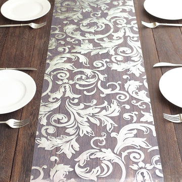 Elevate Your Table Setting with the Metallic Silver Sheer Organza Table Runner