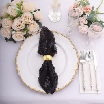 Add Sparkle and Elegance to Your Table with Sparkly Black Leaf Vine Napkins