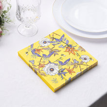 20 Pack Bright Yellow Blooming Flowers Paper Beverage Napkins, Botanical Floral