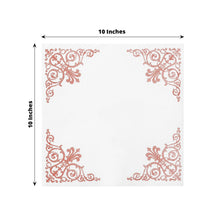 White 20 Pack Cocktail Napkins with Rose Gold Design