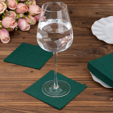 Versatile and Eco-Friendly Hunter Emerald Green Soft Linen-Feel Airlaid Paper Beverage Napkins