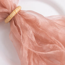 5 Pack Dusty Rose Sheer Crinkled Organza Wedding Napkins, Premium Shimmer Decorative Dinner Napkins