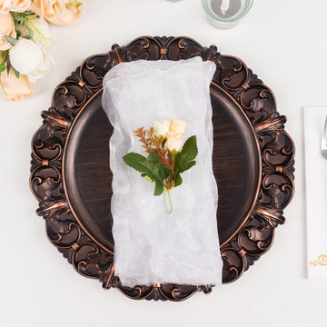 White Sheer Crinkled Organza Wedding Napkins: The Perfect Table Decor