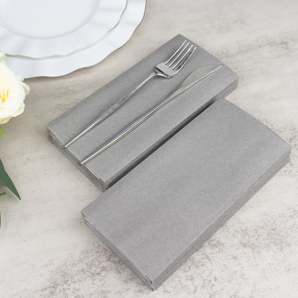 Silver Linen-Feel Airlaid Paper Napkins