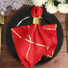 5 Pack of Gold Geometric Design Red Cloth Dinner Napkins 20 Inch x 20 Inch