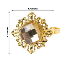 6 Pack | 2inch Gold Metal Diamond Bling Napkin Holders, Crystal Rhinestone Napkin Rings