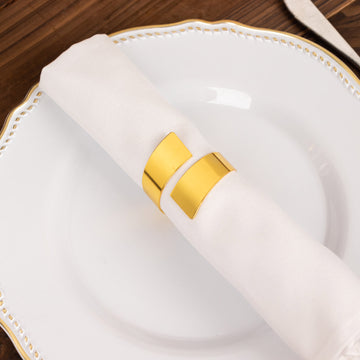 Elevate Your Table Setting with Luxurious Shiny Gold Metal Scroll Wrap Cuff Band Napkin Rings