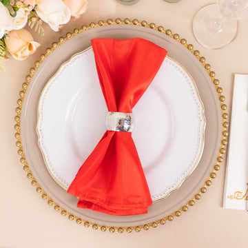 Elevate Your Table Setting with Red Striped Satin Napkins