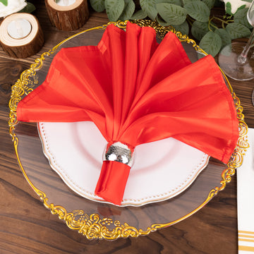 Experience Convenience and Style with Red Striped Satin Napkins