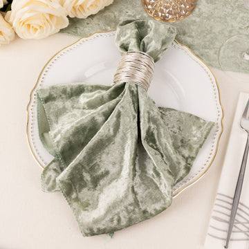 Elevate Your Dining Experience with Sage Green Velvet Napkins