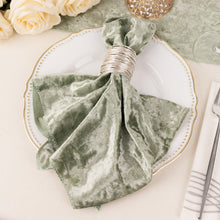 5 Pack Sage Green Premium Crushed Velvet Cloth Napkins, Decorative Soft Linen Dinner Napkins