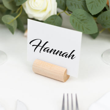 Natural Farmhouse Cylindrical Wooden Place Card Holders