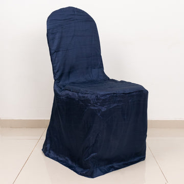 Navy Blue Crushed Taffeta Chair Cover