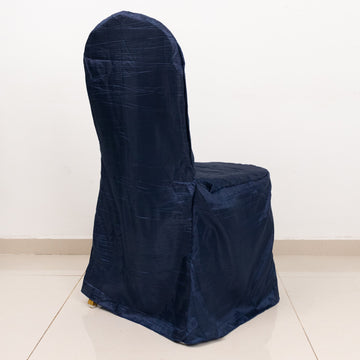 Navy Blue Crushed Taffeta Chair Cover
