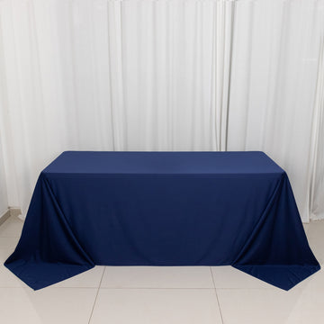 Navy Blue Premium Scuba Rectangular Tablecloth, Wrinkle Free Polyester Seamless Tablecloth - 90"x132"