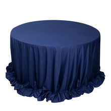 Navy Blue Premium Scuba Round Tablecloth, Wrinkle Free Polyester Seamless Tablecloth 132inch