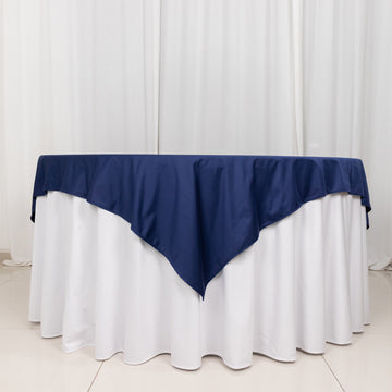 Navy Blue Premium Scuba Square Table Overlay, Wrinkle Free Polyester Seamless Table Topper 70"