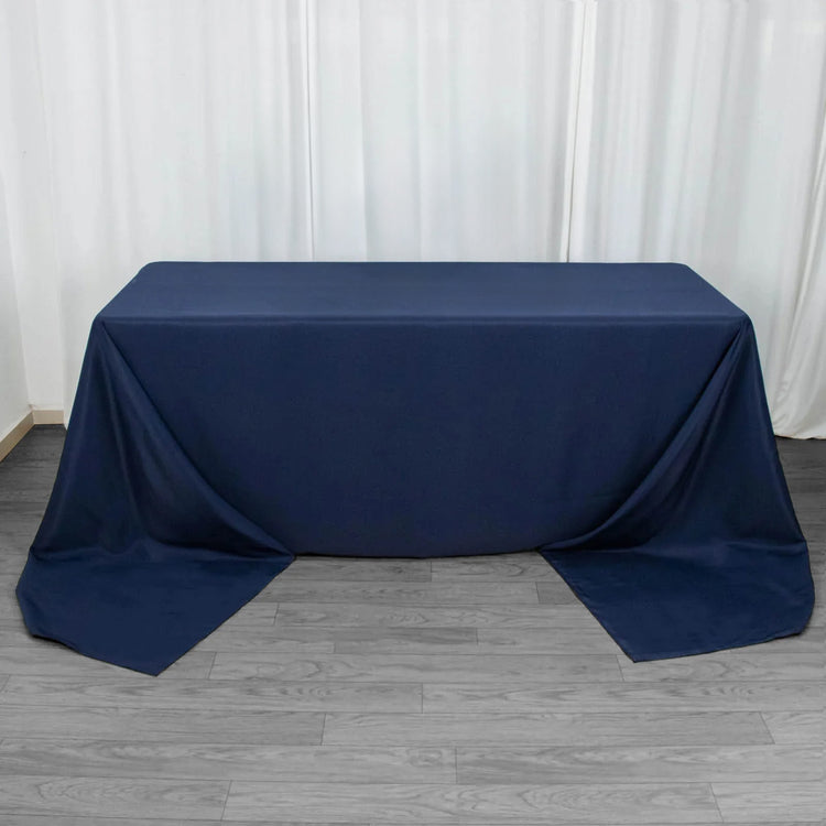 90x156inch Navy Blue 200 GSM Seamless Premium Polyester Rectangular Tablecloth