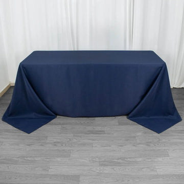 Elevate Your Event with the Navy Blue Premium Polyester Rectangular Tablecloth