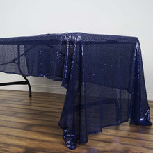 60"x126" Navy Premium Sequin Rectangle Tablecloth