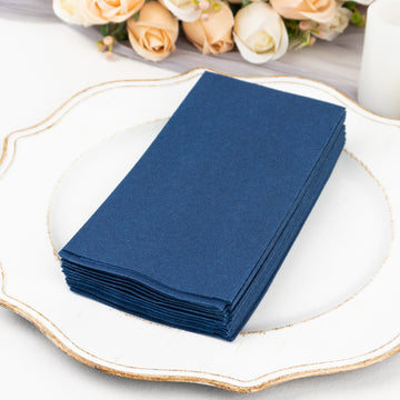20 Pack Navy Blue Soft Linen-Feel Airlaid Paper Party Napkins, Highly Absorbent Disposable Dinner Napkins