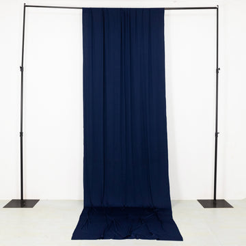 Navy Blue 4-Way Stretch Spandex Divider Backdrop Curtain, Wrinkle Resistant Event Drapery Panel with Rod Pockets - 5ftx14ft