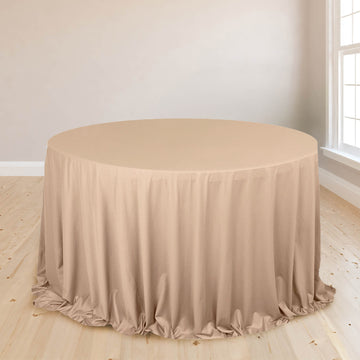 Nude Premium Scuba Round Tablecloth, Wrinkle Free Polyester Seamless Tablecloth 132"