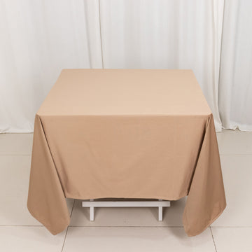 Nude Premium Scuba Square Tablecloth, Wrinkle Free Polyester Seamless Tablecloth 70"