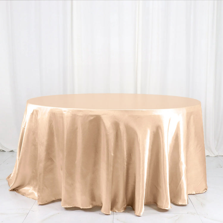 Nude Satin Round Tablecloth 120 Inch