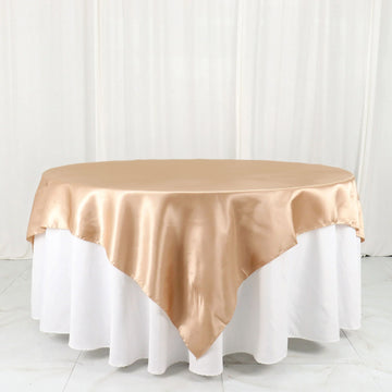 Nude Seamless Satin Square Table Overlay 72"x72"