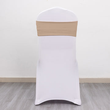 Elegant Nude Spandex Stretch Chair Sashes for Stylish Events