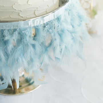 Add a Whimsical Touch with Dusty Blue Real Turkey Feather Fringe Trim