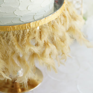 Add a Touch of Elegance with Gold Real Turkey Feather Fringe Trim