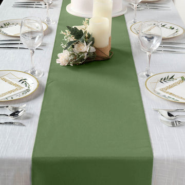Elevate Your Event Decor with the Olive Green Polyester Table Runner
