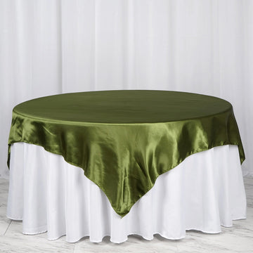 Olive Green Seamless Satin Square Tablecloth Overlay 72" x 72"