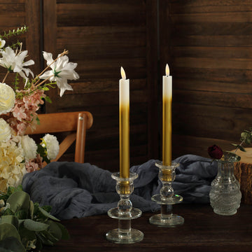 Add a Touch of Opulence with Ombre Gold LED Flickering Flameless Taper Candles