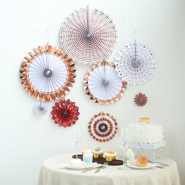 Add Vibrant Colors to Your Event with Gold and Rose Gold Hanging Paper Fan Decorations
