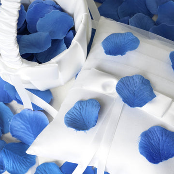 Create a Mesmerizing Blue Table Decor with Royal Blue Silk Rose Petals